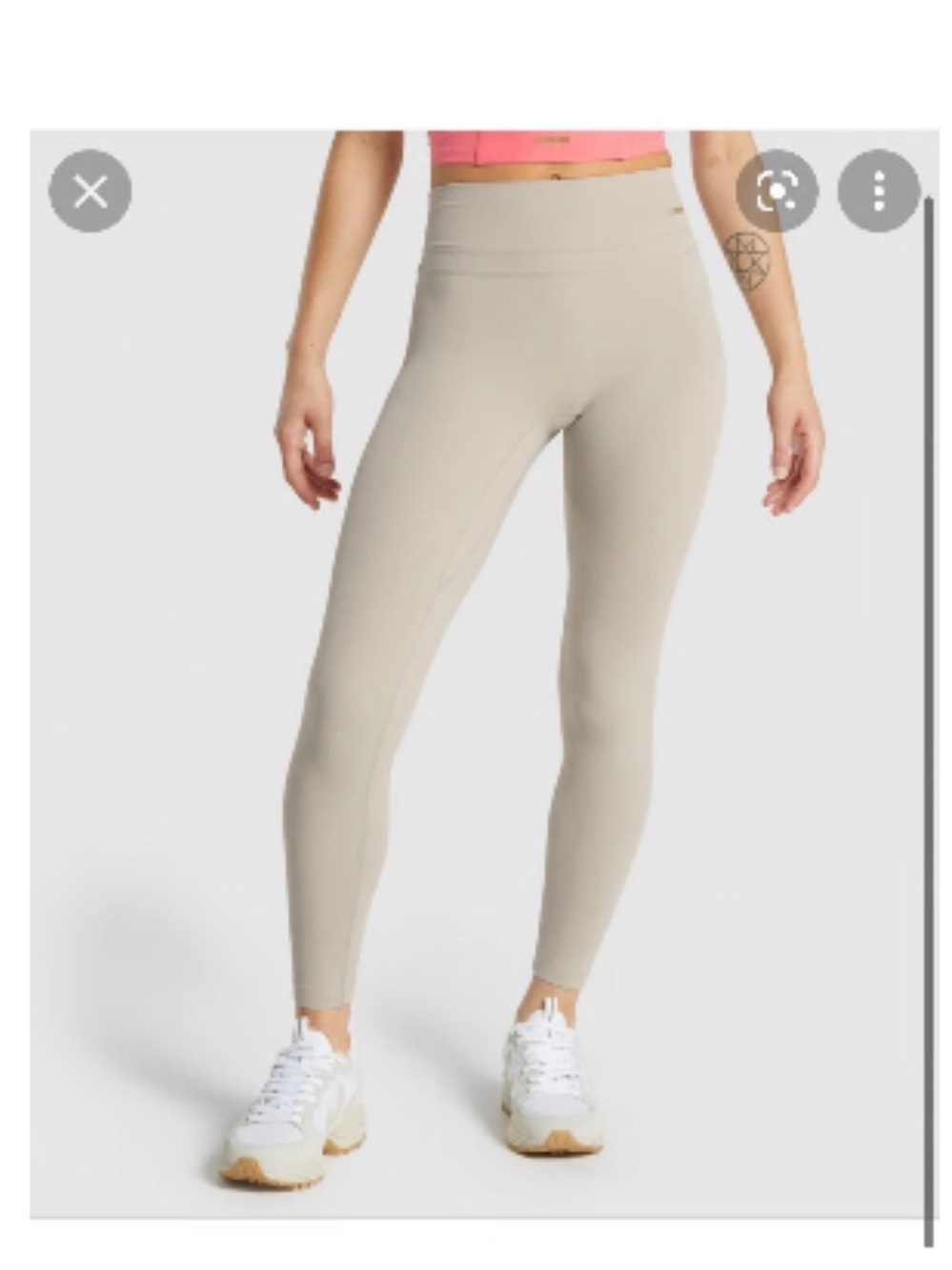 Gymshark x Whitney Simmons Mink leggings with mesh details.